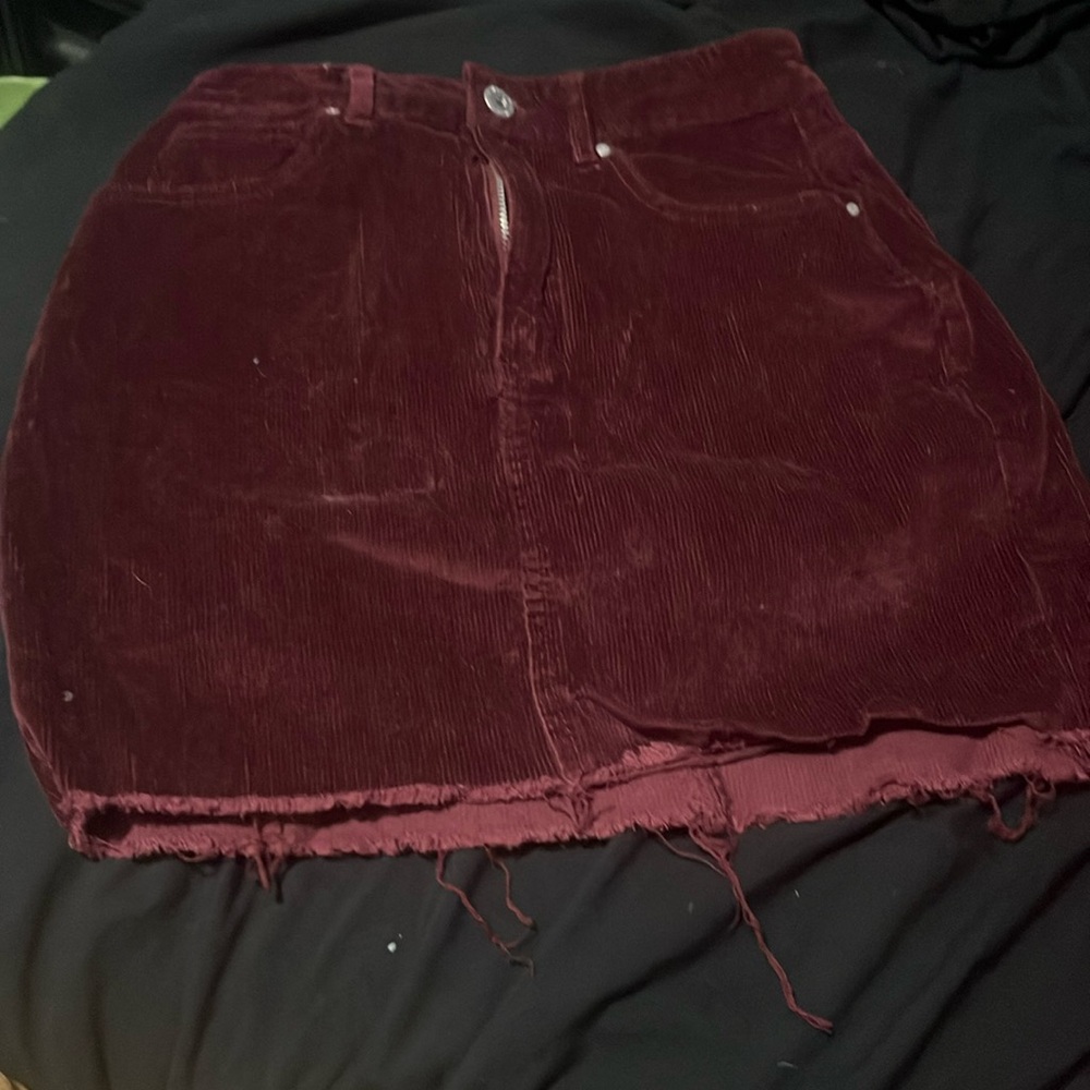 burgundy corduroy skirt